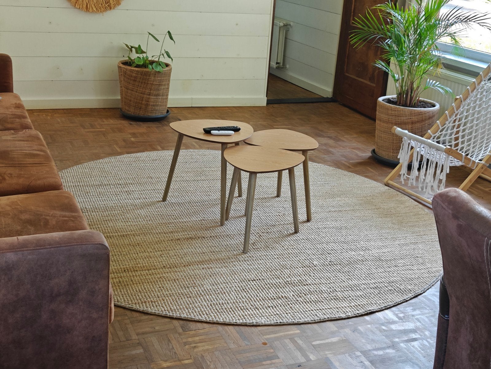 IKEA LOHALS rond vloerkleed van jute, 230 cm, Ophalen, Natuurlijk, Scandinavisch, Boho, Rond, 200 cm of meer