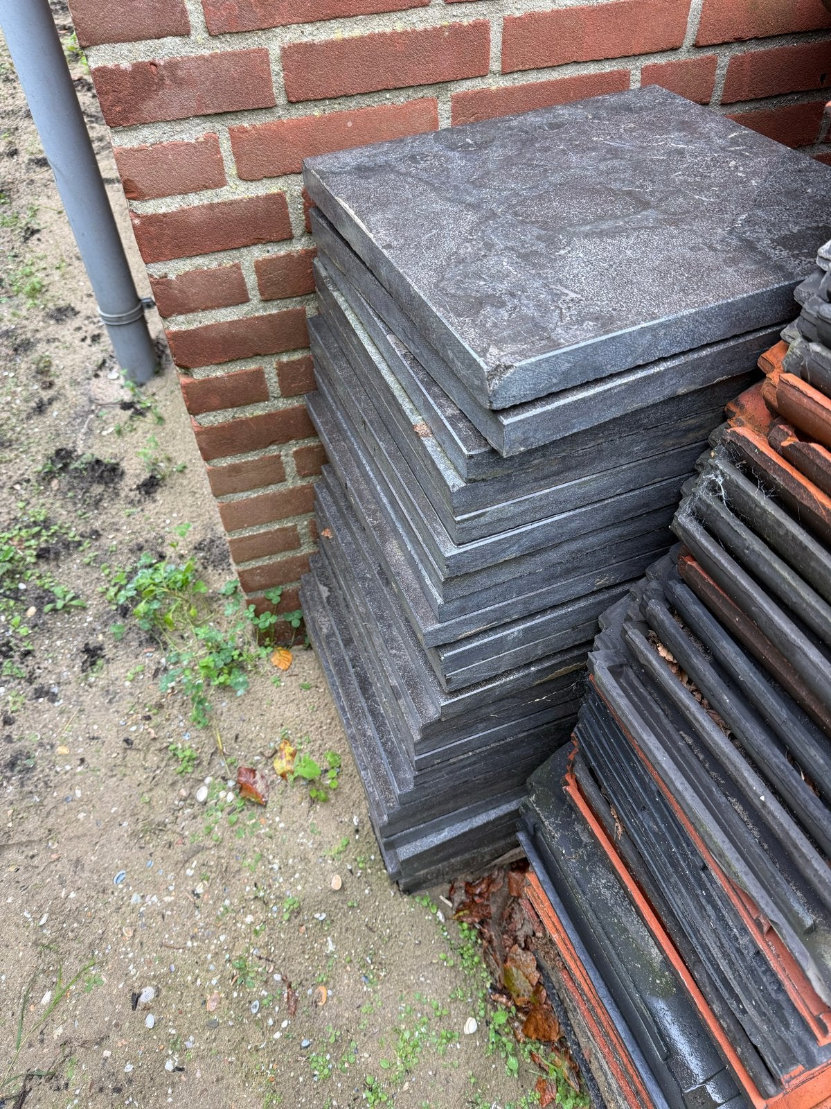 47 stuks antracietgrijze terrastegels 40x40cm, Tuin en Terras, Ophalen, Gebruikt, 5 tot 10 m², Beton