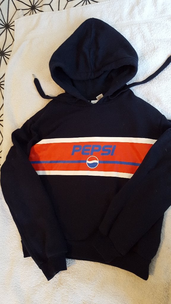 PEPSI sweater met capuchon. Blauw Mt: XS(158-164), Ophalen of Verzenden, Gebruikt, Jongen of Meisje, Trui of Vest