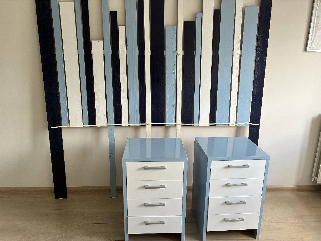 Nachtkastje Blauw, Ophalen, Minder dan 45 cm, 55 tot 70 cm, Zo goed als nieuw