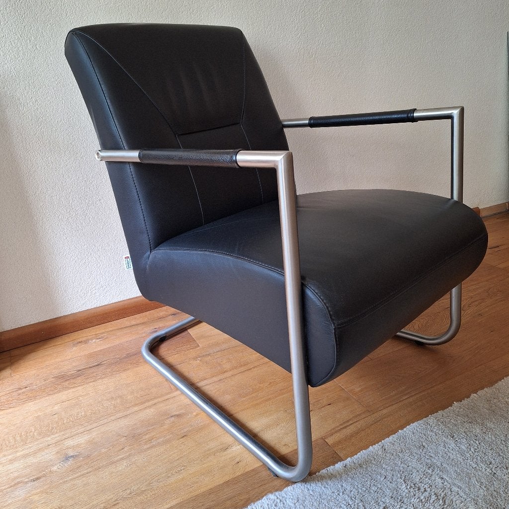 Movani fauteuils leer / RVS, Ophalen, 75 tot 100 cm, Zo goed als nieuw, Modern