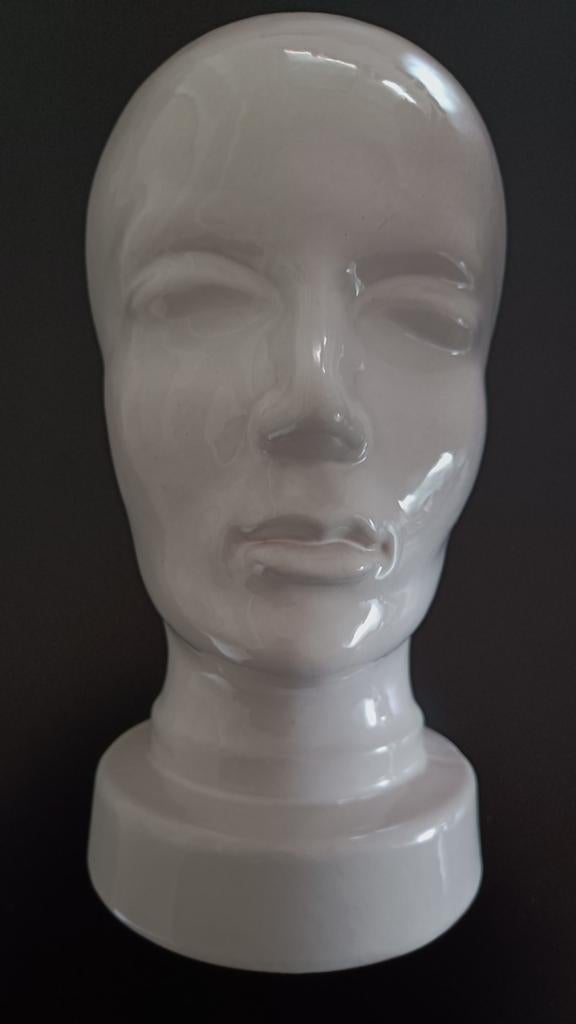 Vintage keramiek mannequin hoofd - 701 W - Germany., Ophalen of Verzenden, Zo goed als nieuw, Modern, Wit