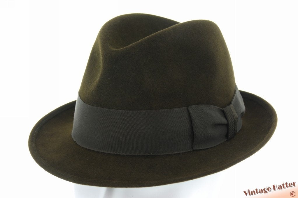 Vintage Gleufhoed Stetson donker bruinig groen vilt 57, Kleding | Heren, Hoeden en Petten, Stetson, Hoed, Ophalen of Verzenden