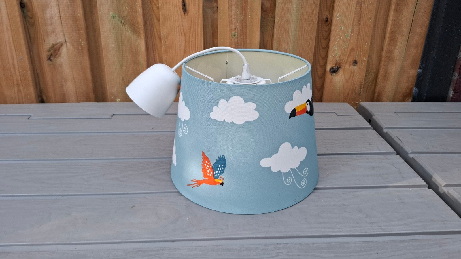 Kinderlampenkap met wolken en luchtballonnen, Gebruikt, Metaal, E27 (groot), Kinderlijk, speels