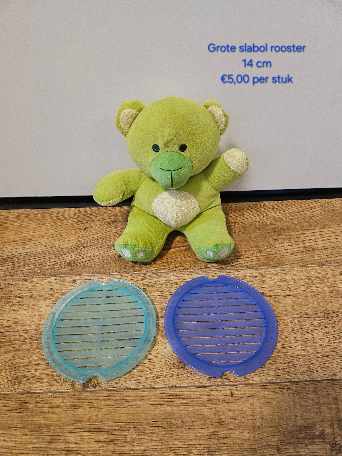 Tupperware grote slabol roosters - 14 cm, Huis en Inrichting, Ophalen of Verzenden, Gebruikt, Blauw, Overige typen