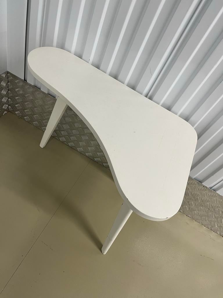 Witte bijzettafel met organische vorm, Ophalen, Gebruikt, 50 tot 100 cm, Overige vormen