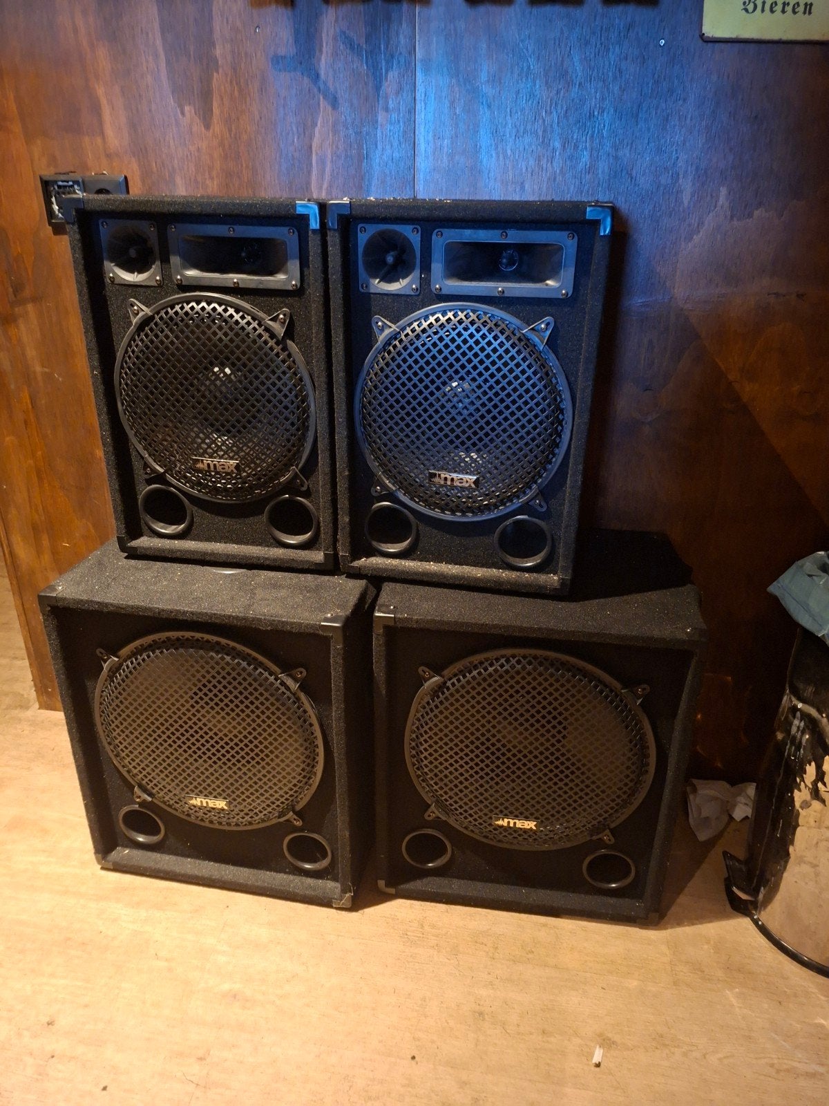 Max Boxen Speakerset: 2 Subwoofers en 2 Normale Boxen, Ophalen, Gebruikt, Speakerset, Overige merken