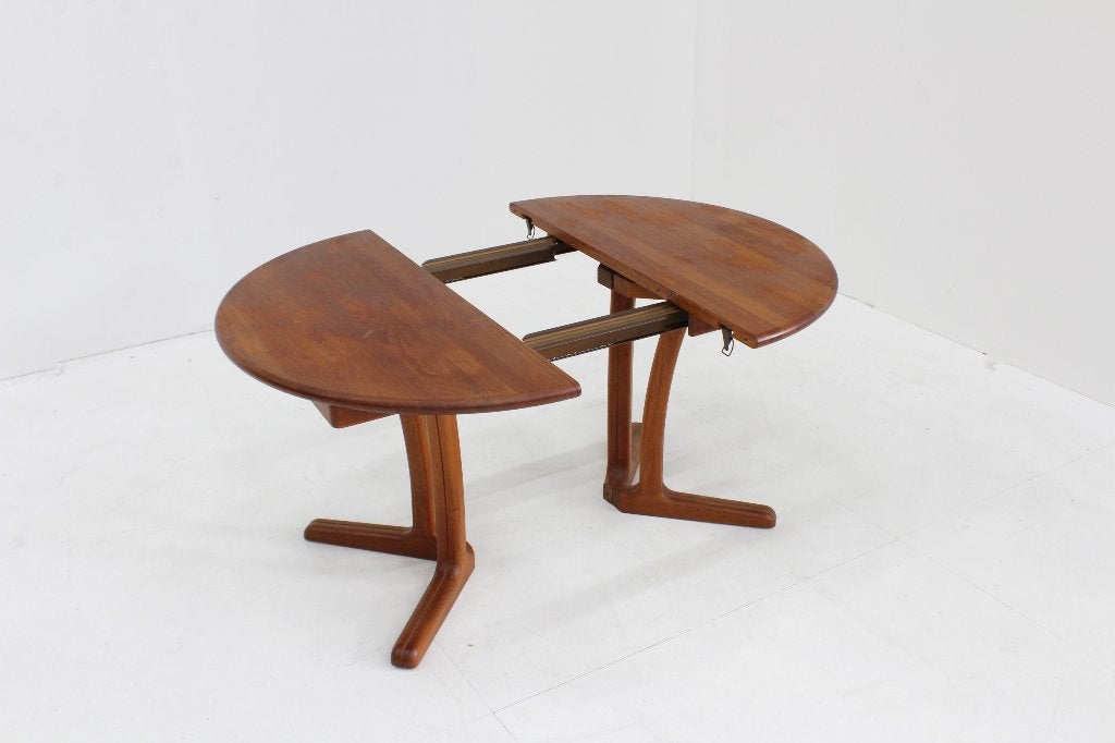 Vintage Dyrlund Vintage Deense ronde uitschuifbare eettafel, Huis en Inrichting, Tafels | Eettafels, Gebruikt, Ophalen of Verzenden