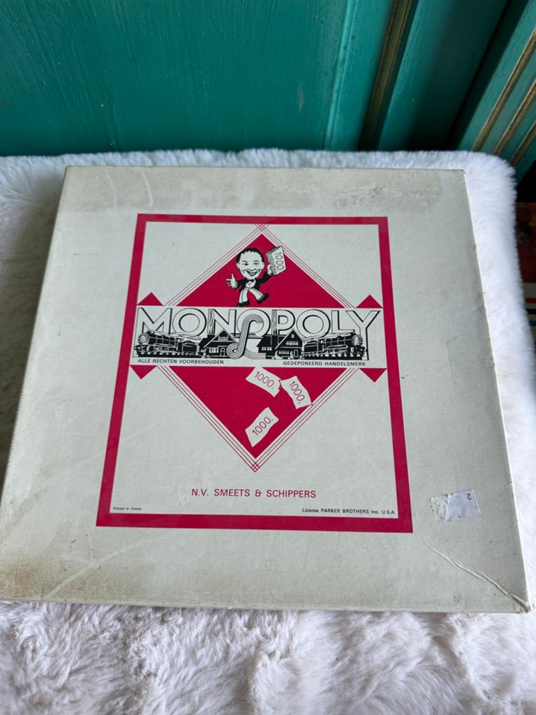 Vintage Monopoly 1968 - Witte Doos Editie (Guldens), Ophalen of Verzenden, Gebruikt