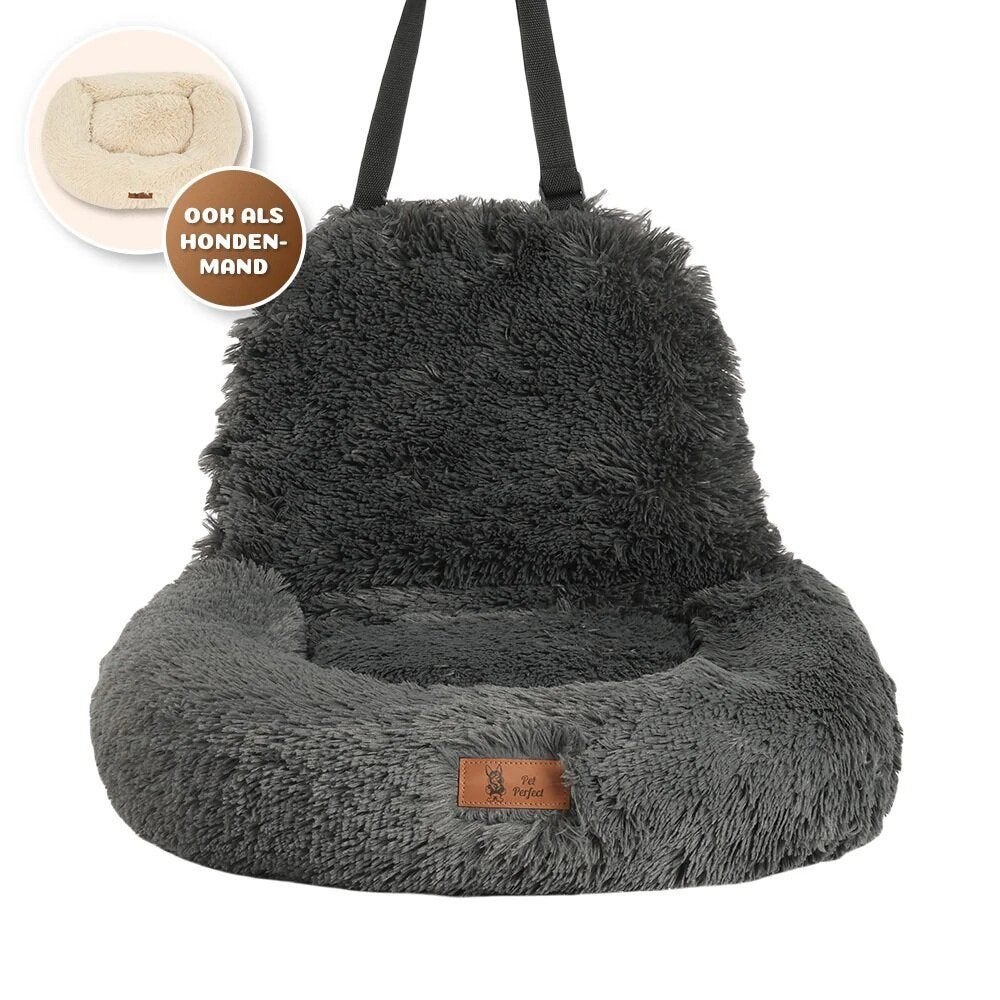 ACTIE Pet Perfect Fluffy Autostoel (2-in-1) Grijs S €42,95, Overige merken, Ophalen of Verzenden, Nieuw, Hondenautostoel
