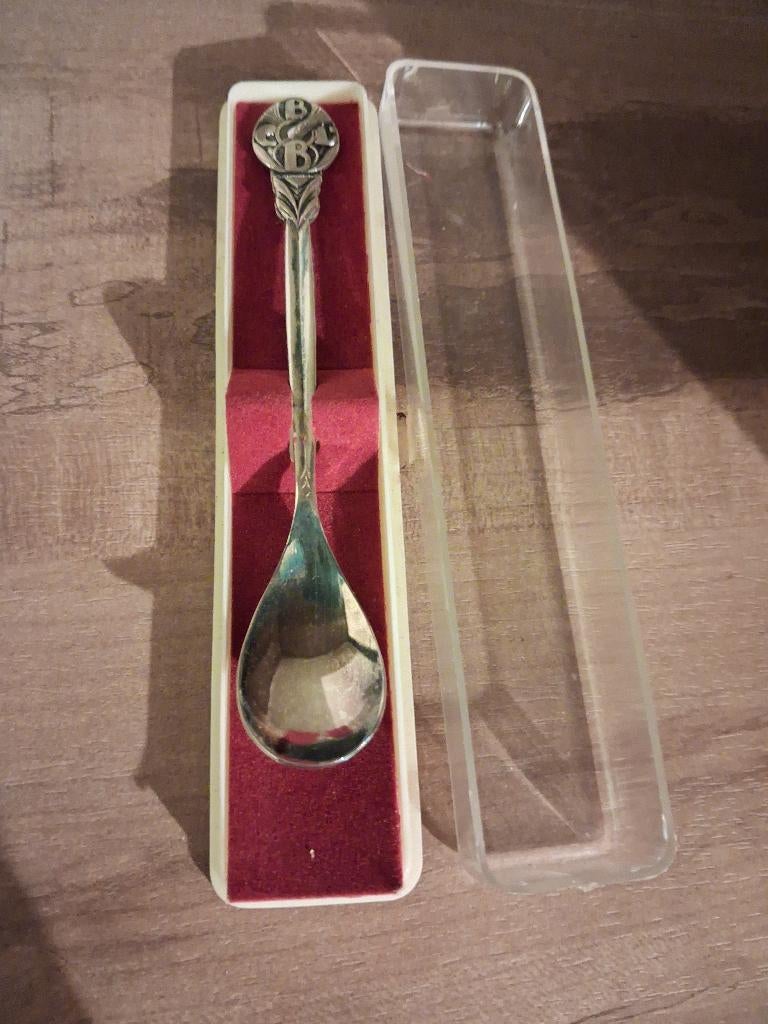 Silverplate Boerenleenbank Lepeltje, Antiek en Kunst, Ophalen of Verzenden