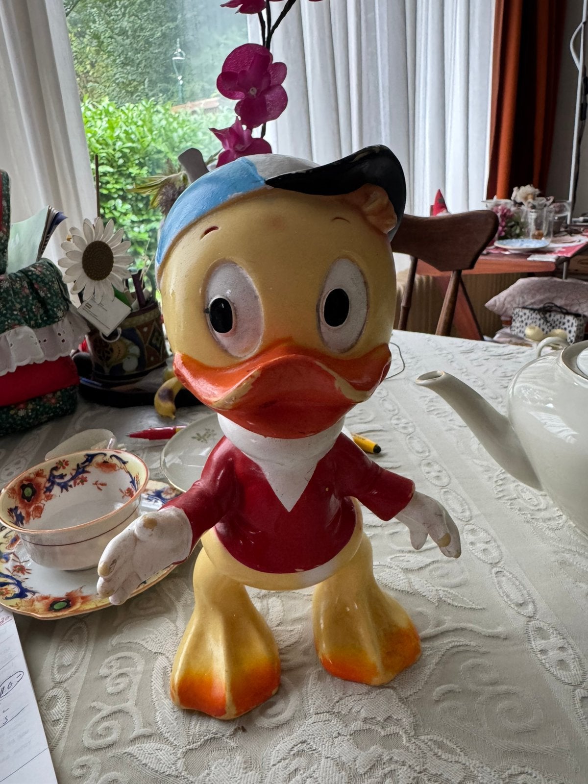 Vintage disney Huey Duck, Ophalen of Verzenden, Donald Duck, Zo goed als nieuw, Beeldje of Figuurtje