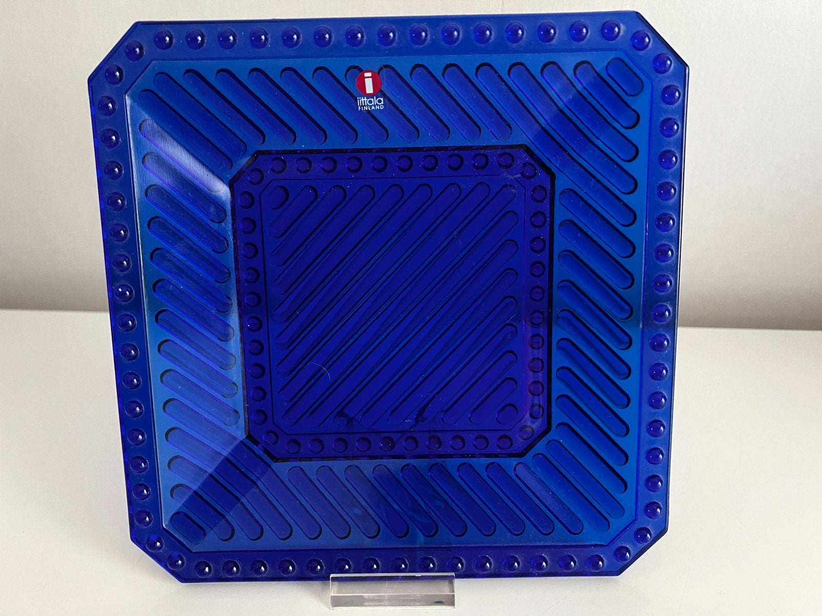 Iittala Marimekko Bökars Schaal Ultramarine  Heikki Orvola, Schaal, Vierkant, Ophalen of Verzenden, Glas