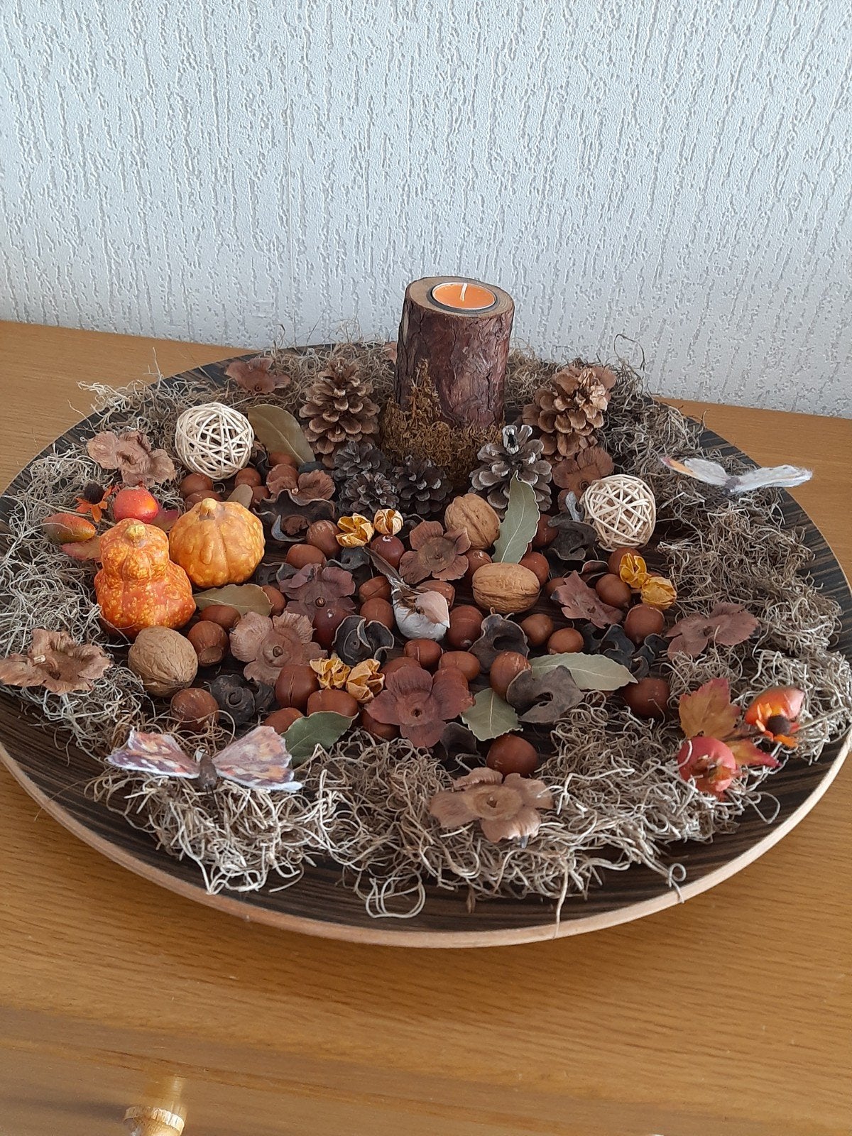 Herfstdecoratie op Schaal 50 cm., Ophalen, Hout, Bruin, Landelijk