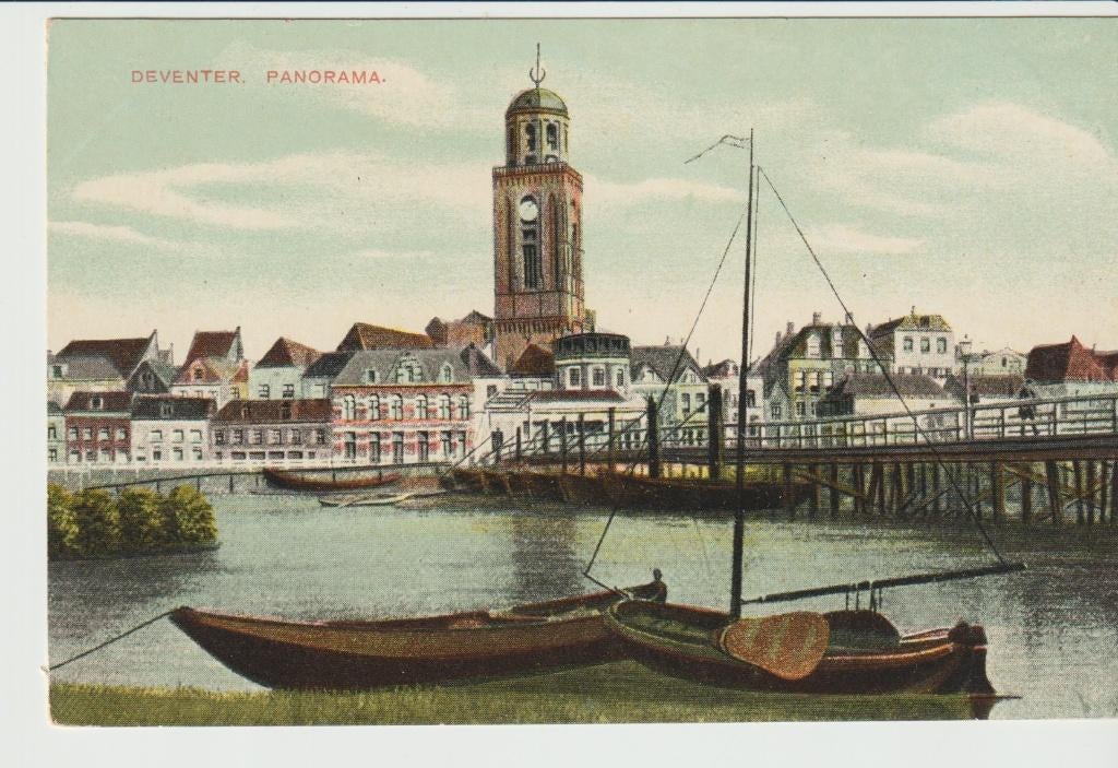 Deventer Panorama met Kerk, Ophalen of Verzenden, Voor 1920, Ongelopen, Overijssel