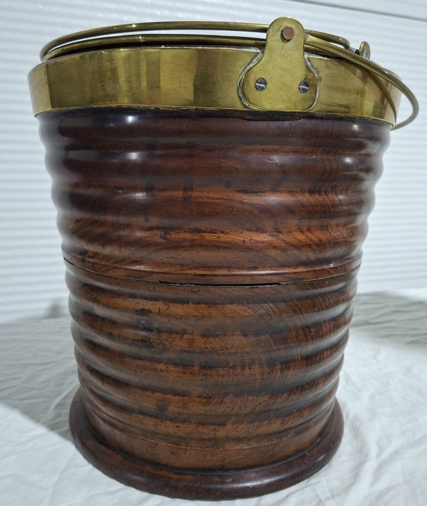 Antieke houten turfemmer, peat bucket, mahonie, 1900, Ophalen of Verzenden