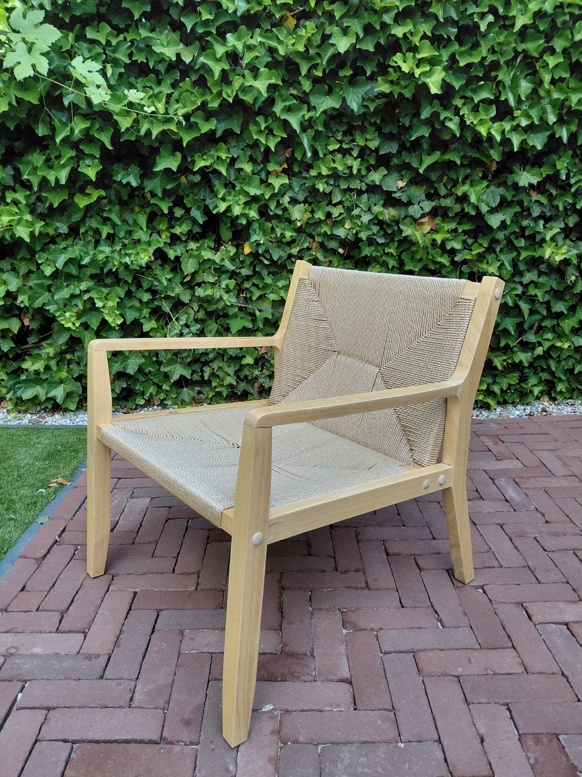 Stijlvolle fauteuil stoel type 'Trente', Tuin en Terras, Tuinstoelen, Ophalen, Gebruikt, Hout