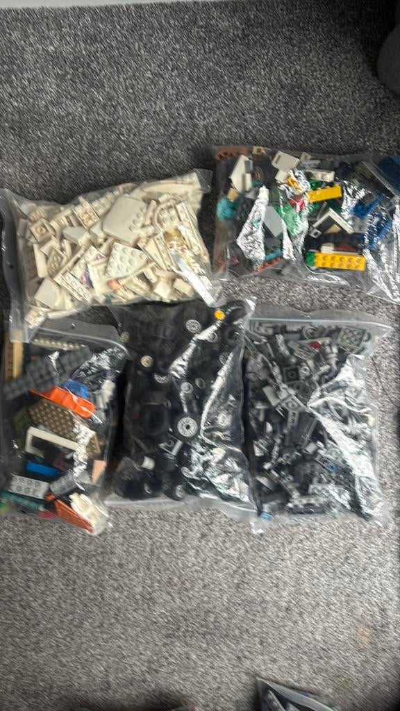 LEGO onderdelen: zakjes grijs, zwart, (350-400)g, Ophalen of Verzenden, Gebruikt, Jongen of Meisje