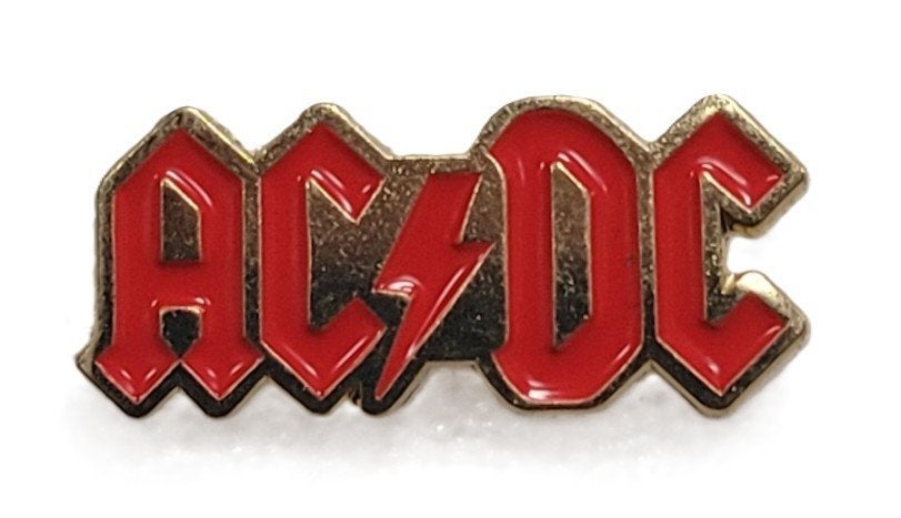 ACDC logo rood goud pin van metaal speldje speld