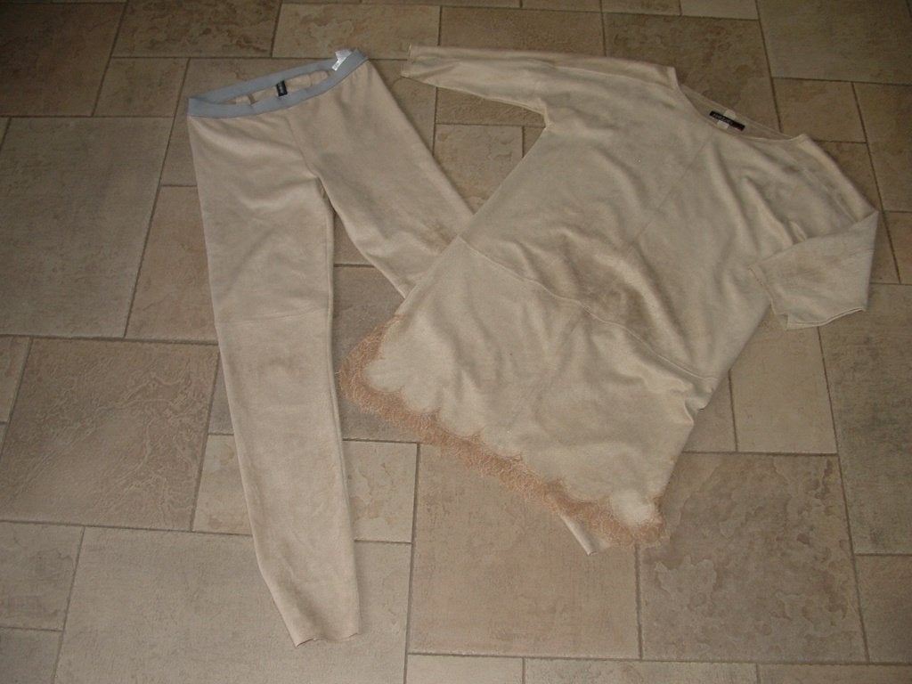 Marccain suede look set: legging maat 2 + jurk dress mt 1 XS, Ophalen of Verzenden, Zo goed als nieuw, Maat 36 (S), Grijs