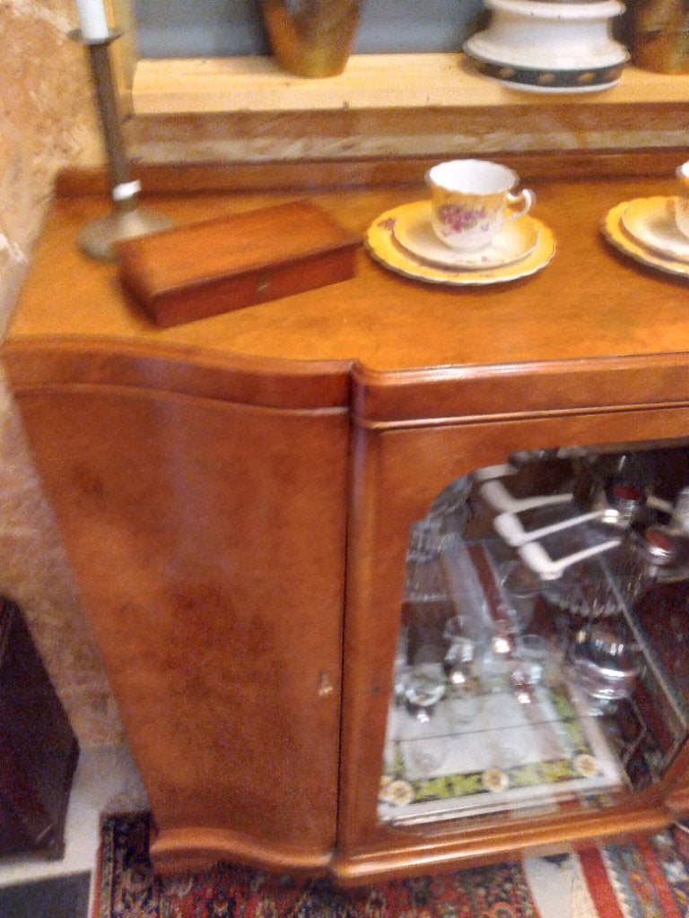 Antieke wortelnoten vitrine kast, Antiek en Kunst, Ophalen of Verzenden