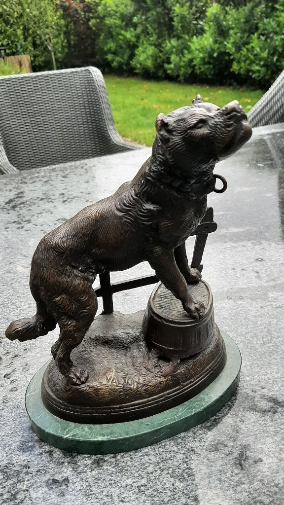 Bronze beeld van een hond, Verzenden, Zoogdier, 20 - 50 cm, Bruin