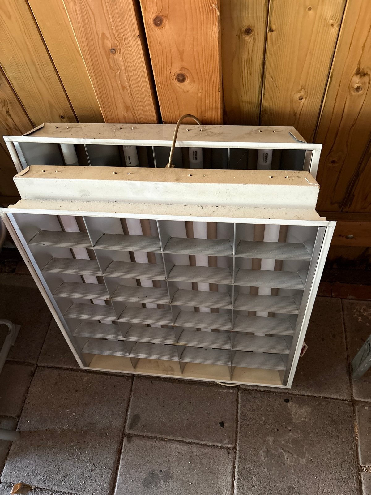TL-armatuur 60x60 cm met raster, Wit, Overige merken, Gebruikt, G13 (TL)