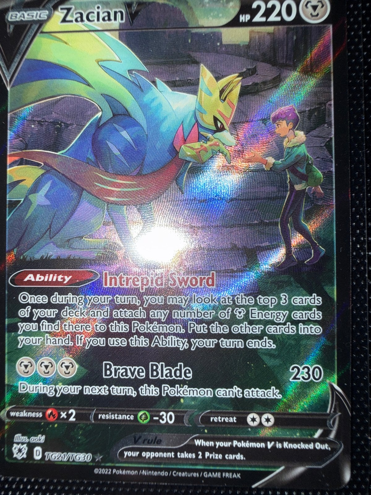 Zacian V TG21/TG30 Pokémon Kaart - Zo goed als nieuw, Ophalen of Verzenden, Zo goed als nieuw, Losse kaart