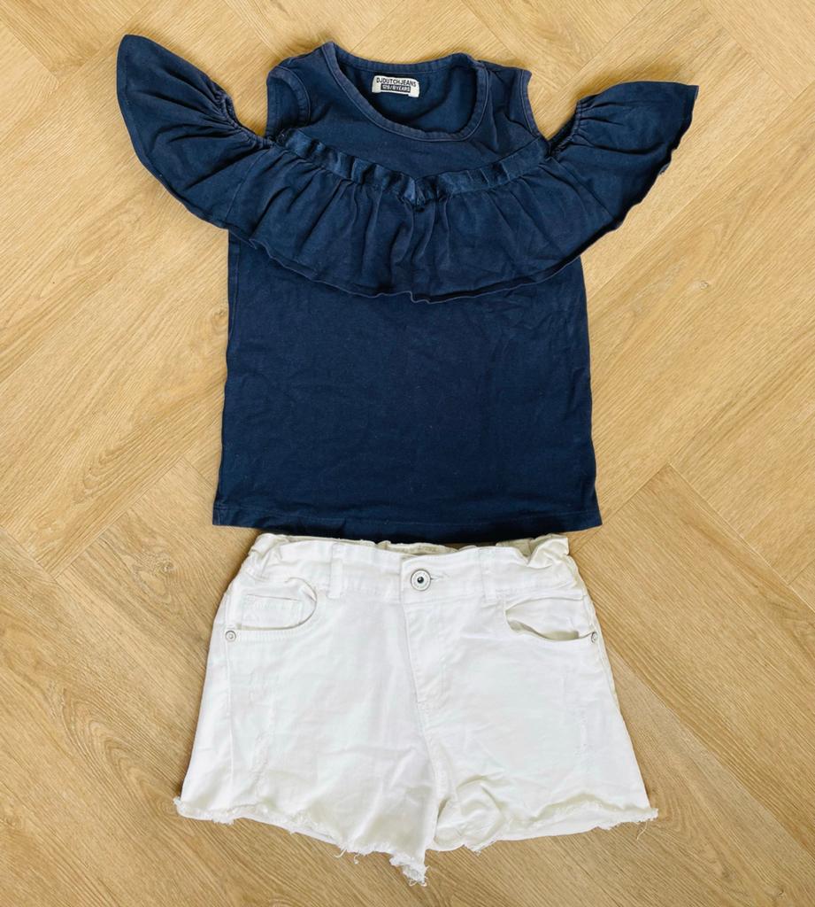 Dutch Dream Denim donkerblauw topje maat 128, Verzenden, Zo goed als nieuw, Meisje, Shirt of Longsleeve