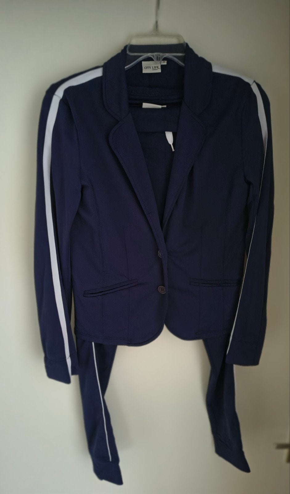 City Life Dames broekpak - Donkerblauw met Witte Strepen, City Life, Blauw, Ophalen of Verzenden, Maat 36 (S)