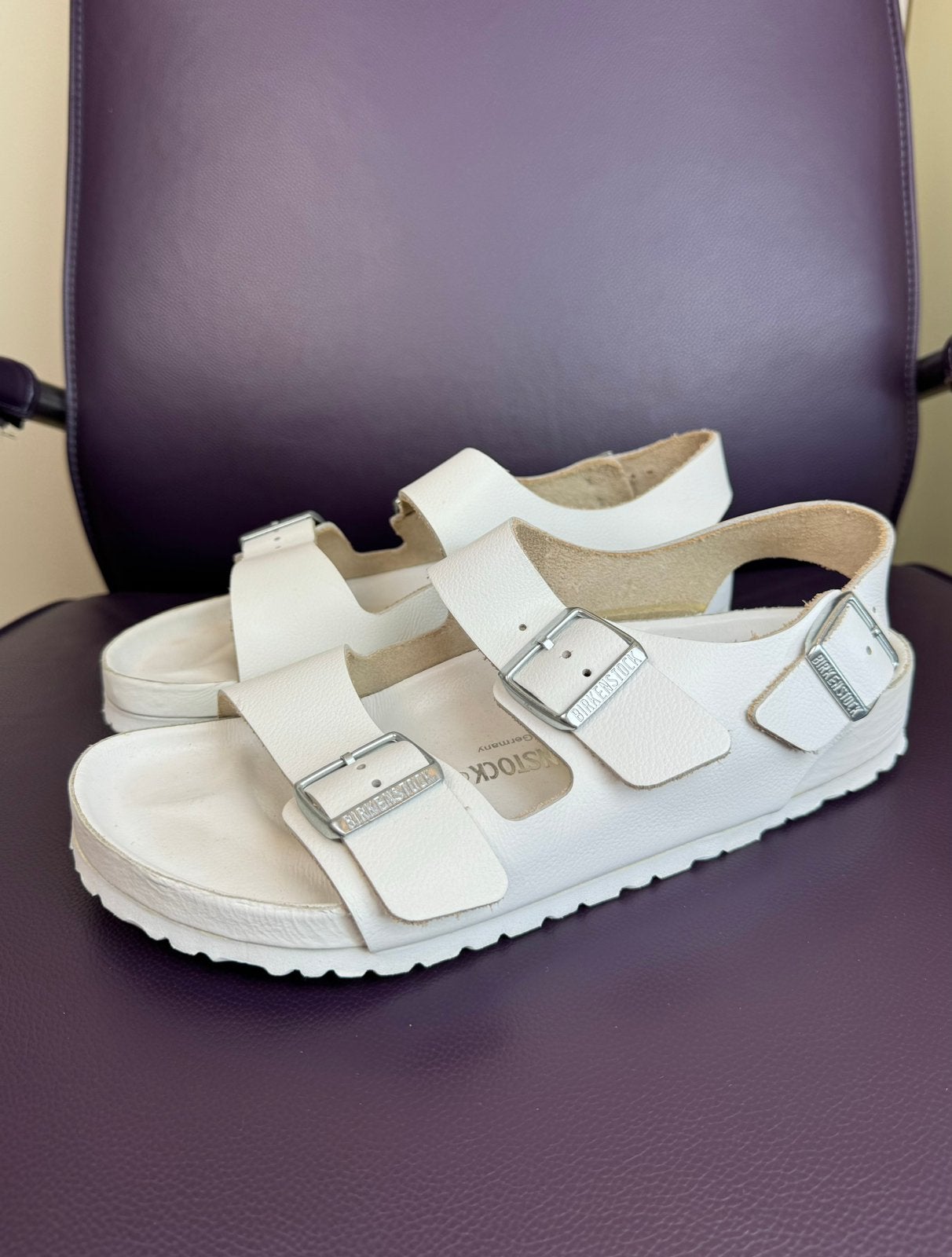 BIRKENSTOCK Milano fully leather sandals slides mules white, Wit, Zo goed als nieuw, Sandalen of Muiltjes, Ophalen of Verzenden