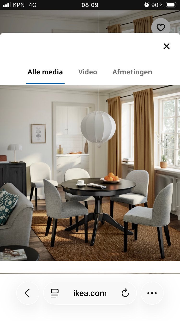 IKEA INGATORP Ronde Eettafel Zwart - Uitschuifbaar, Ophalen of Verzenden, Zo goed als nieuw