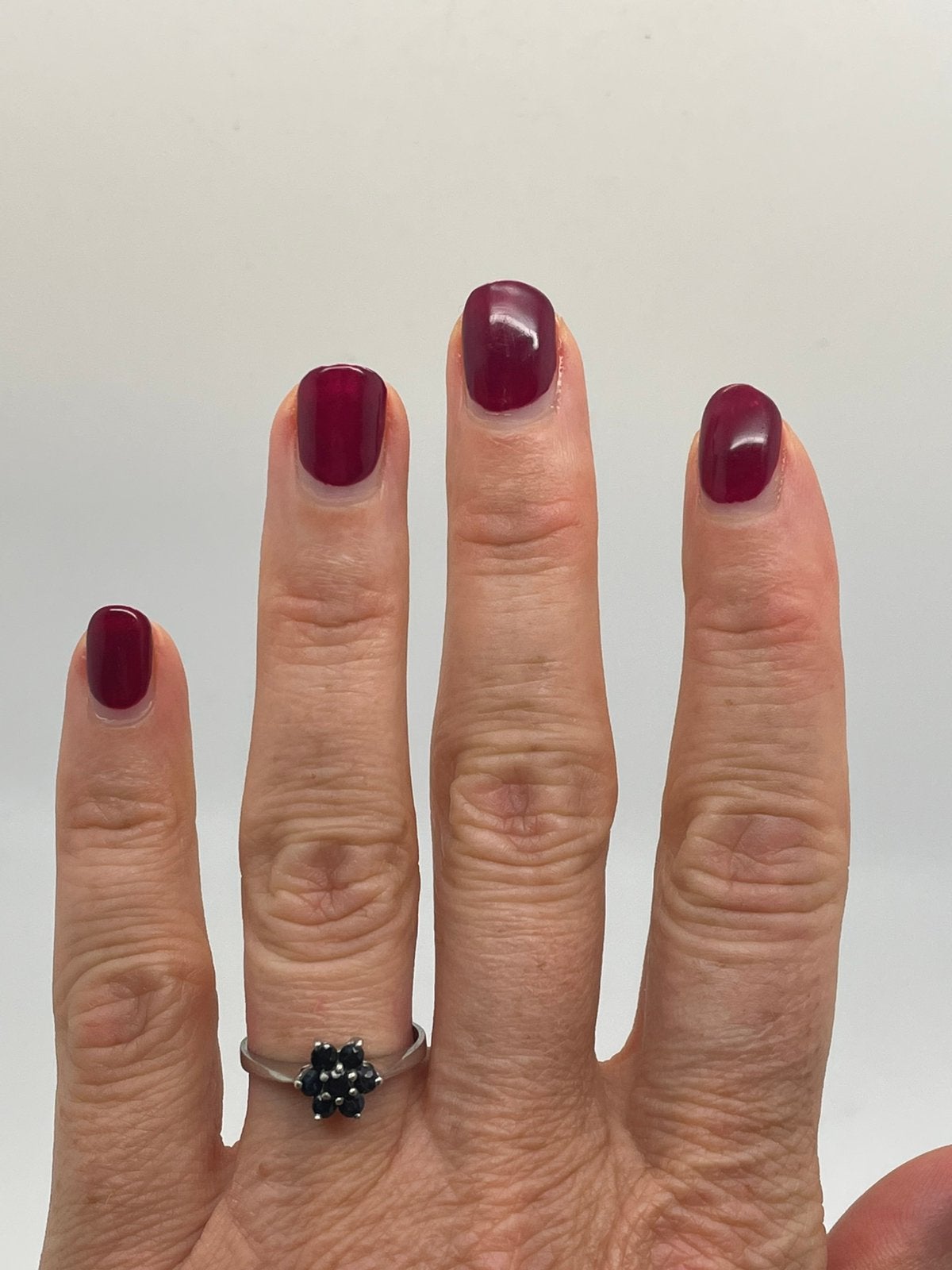 G70 Prachtige zilveren ring blauwe saffier maat 18, Ophalen of Verzenden, Zilver, Ring, Met edelsteen