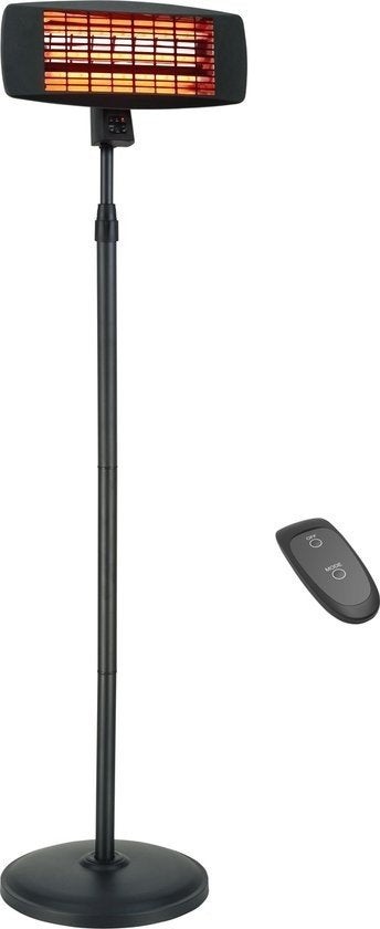Patio heater op standaard instelbaar 650W/1300W/2000W, Elektrisch, Draaibaar, ., Vloer