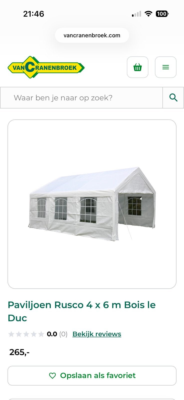 Grote partytent 6x4 meter inclusief zijwanden, Tuin en Terras, Ophalen, Gebruikt, 5 tot 8 meter
