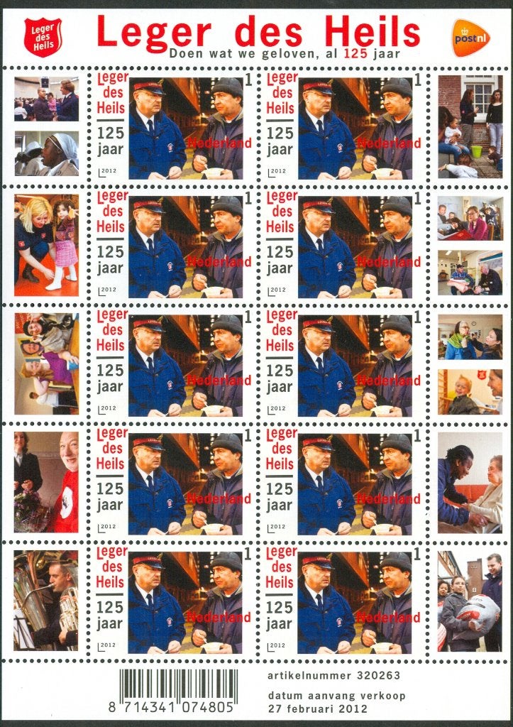 Ned. NVPH V2909 10 x Leger des Heils 125 jaar 2012, Ophalen of Verzenden, Na 1940, Postfris