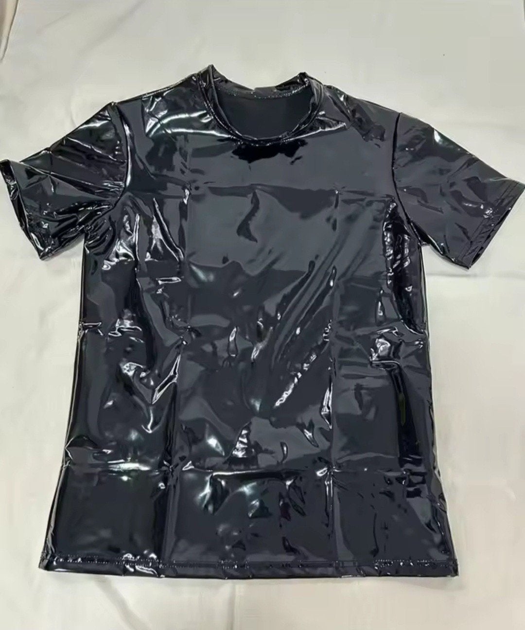 Mooie Lak Glans Shirt, tm 5XL, Verzenden, Nieuw, Zwart