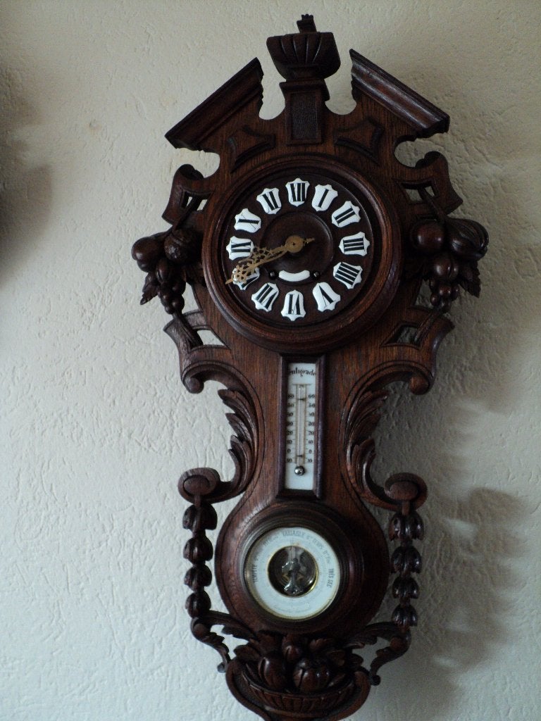 Houten Fruitklok met tempratuur en barometer., Ophalen of Verzenden