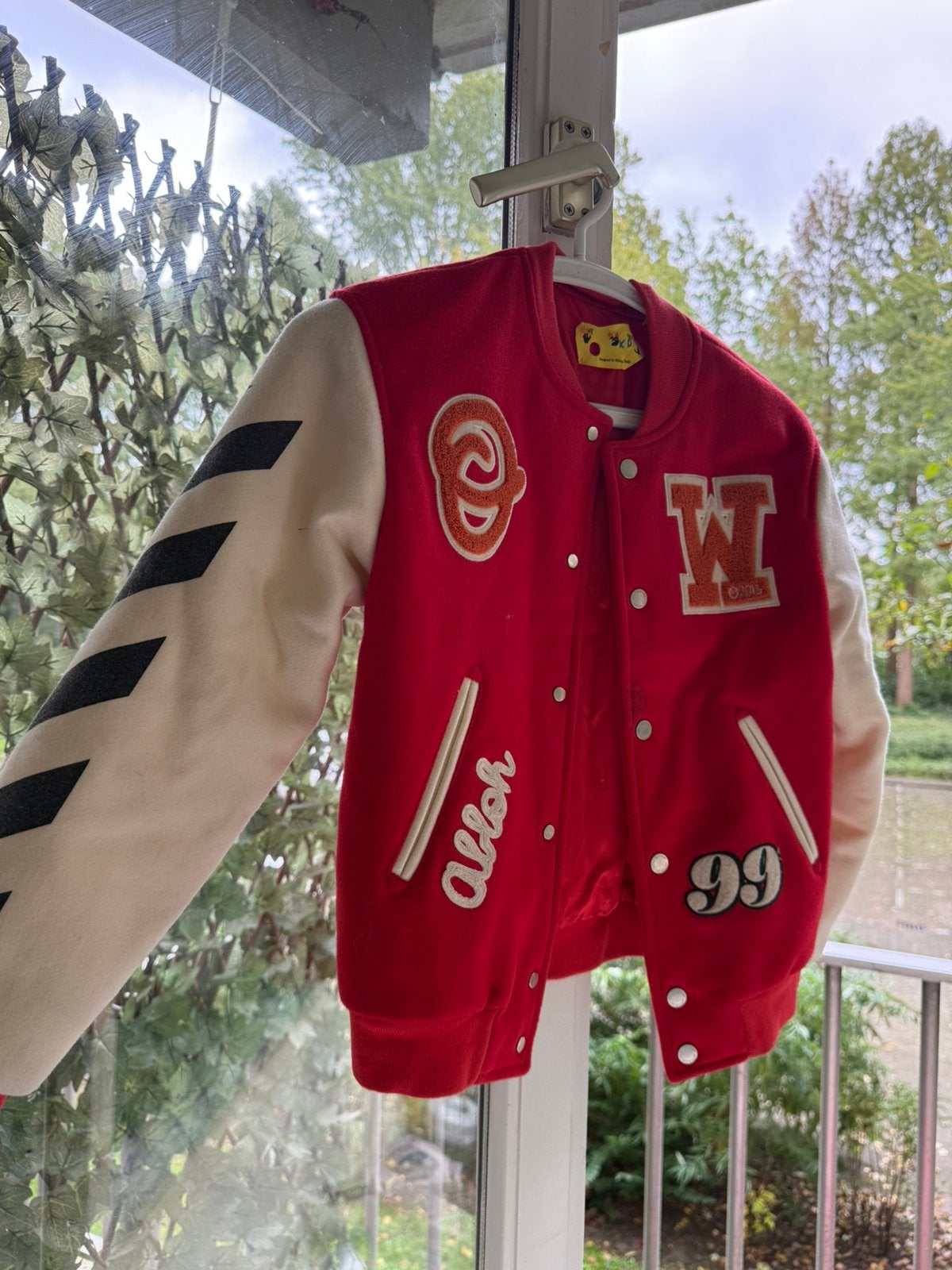 Offwhite basebal jacket kids, Ophalen of Verzenden, Zo goed als nieuw, Wit