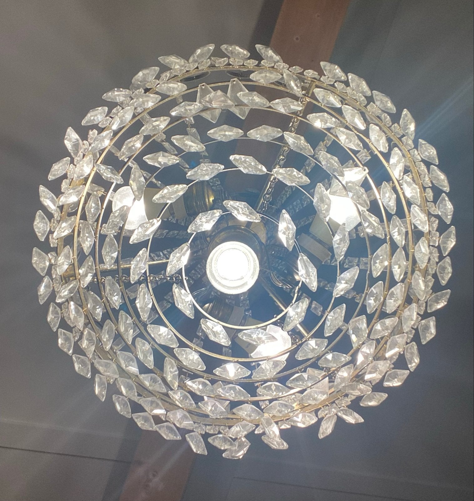 Prachtige kristallen kroonluchter - Klassiek design, Ophalen, Zo goed als nieuw, Glas, E14 (klein)