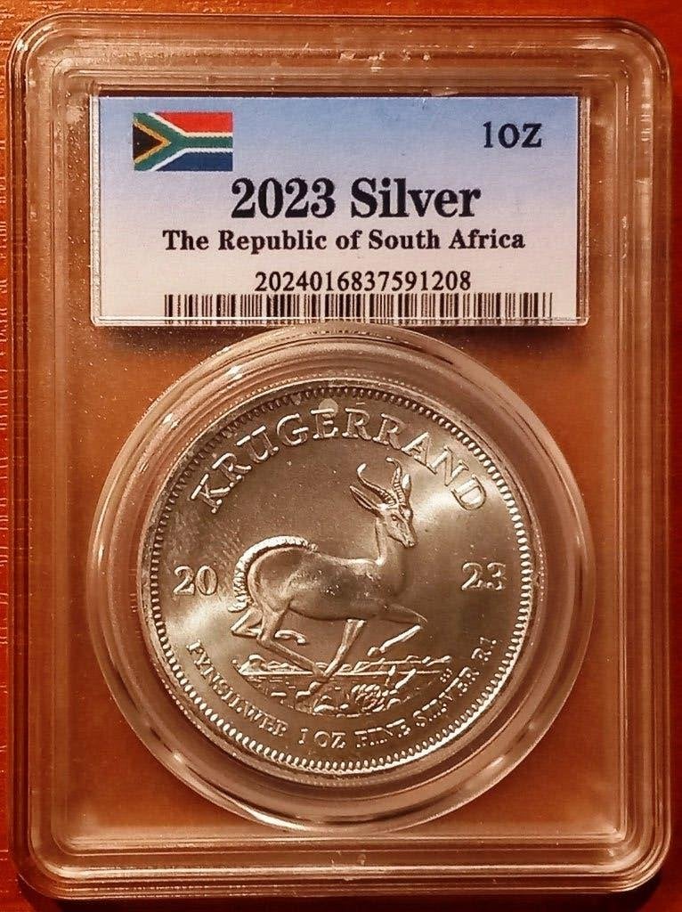 Krugerrand 2023 (Slab gesloten), Postzegels en Munten, Ophalen of Verzenden, Zuid-Afrika, Setje, Zilver