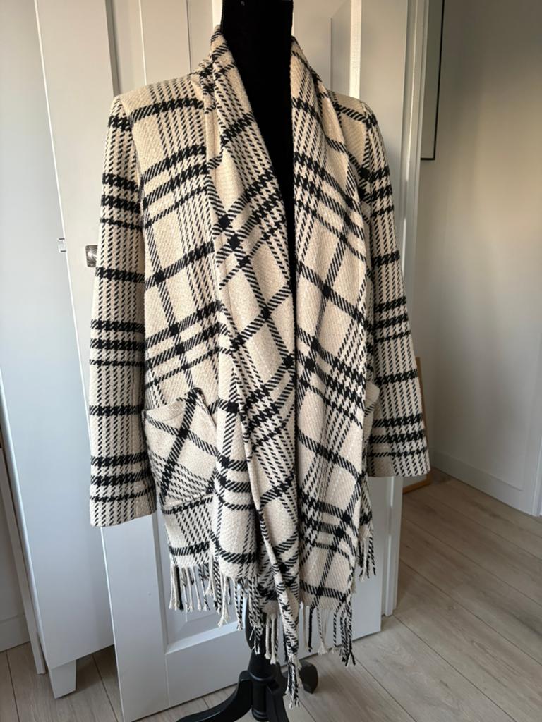 Beaumont lente/herfstjas creme zwart ruit 40/42 L wol izgst, Ophalen of Verzenden, Zo goed als nieuw, Maat 42/44 (L), Zwart