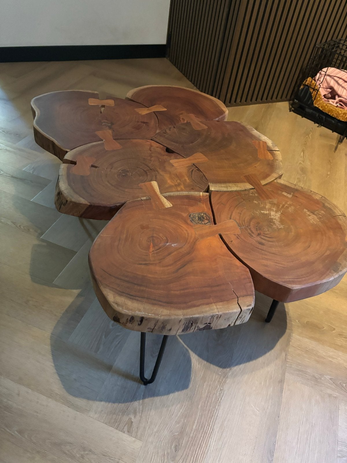 Unieke salontafel van boomstammen - Nieuwstaat, Huis en Inrichting, 50 tot 100 cm, Zo goed als nieuw, 50 tot 100 cm, Ophalen of Verzenden