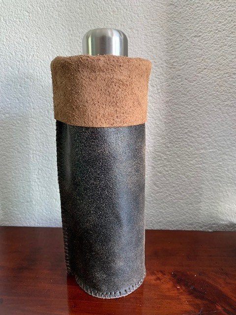 Leren flessenhouder flessentas bottlebag inkl fles wandelen, Ophalen of Verzenden, Nieuw, Bruin, Overige typen