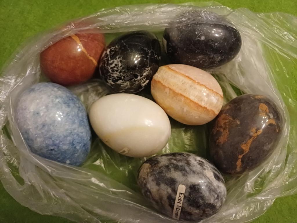Decoratieve marmeren eieren - set van 8, Ophalen of Verzenden, Gebruikt