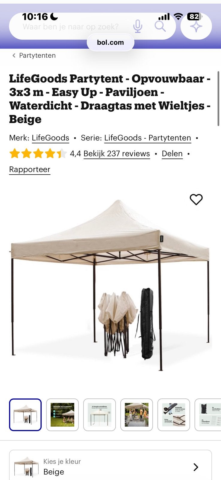 LifeGoods Partytent - Opvouwbaar - 3x3 m - Easy Up, Tuin en Terras, Partytenten, Minder dan 5 meter, Zo goed als nieuw, !, Ophalen