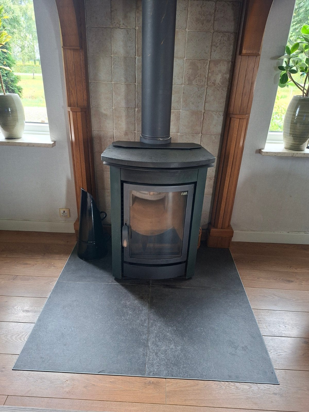 hout kachel flam, Huis en Inrichting, Kachels, Ophalen, Gebruikt, Hout, Houtkachel