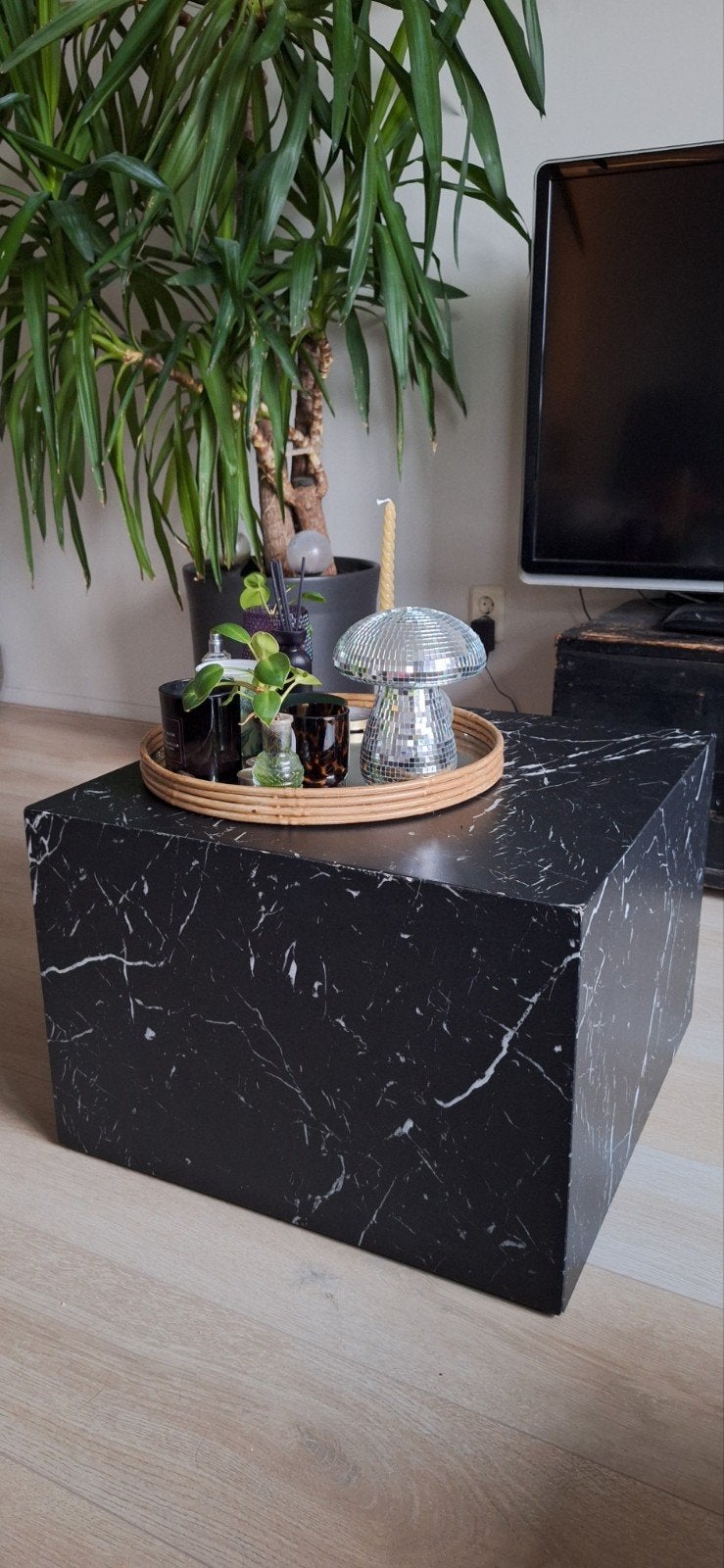 Salontafel kubus marmer look, Ophalen, Rechthoekig, 100 tot 150 cm, 50 tot 100 cm