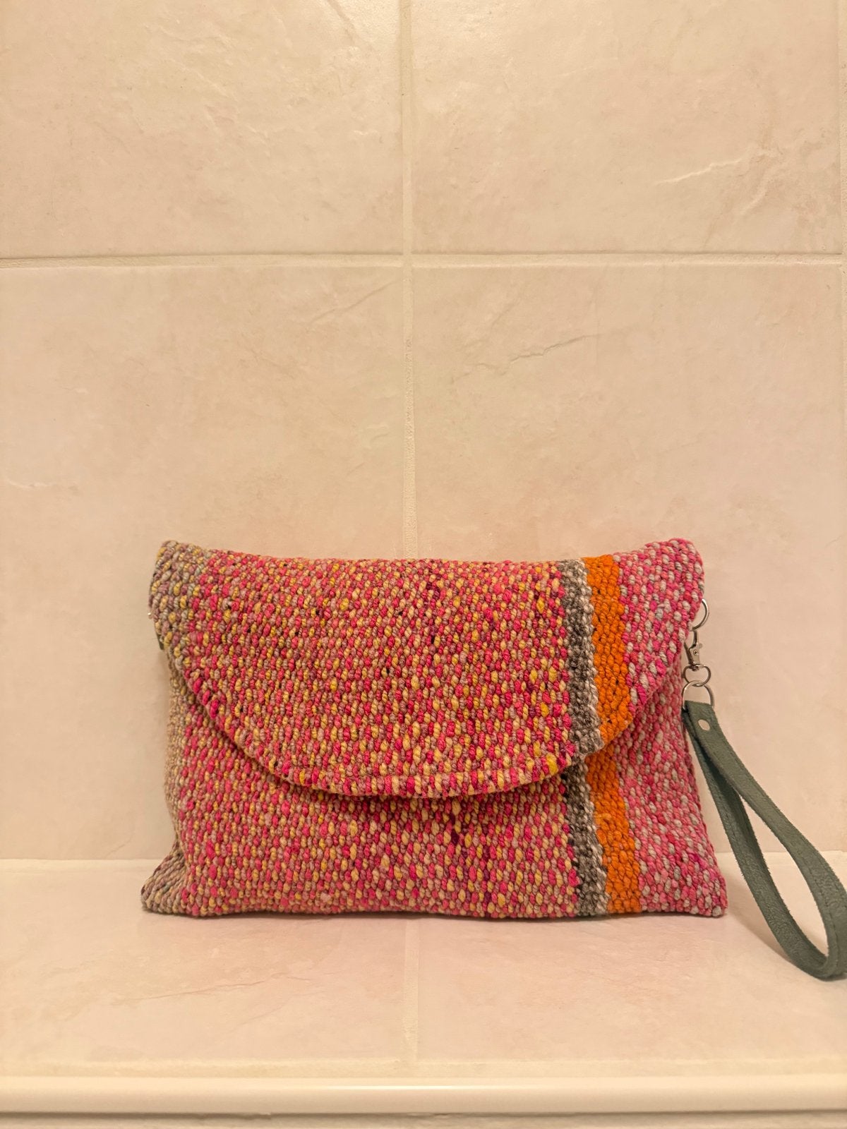 Kleurrijke geweven schoudertas – boho, handgemaakt uit Peru, Ophalen of Verzenden, Nieuw, Roze, Avondtasje