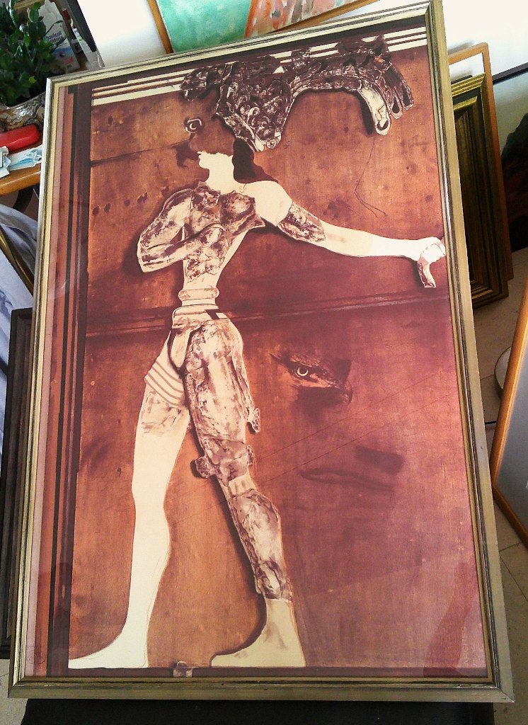 GROOT) - Gerti Bierenbroodspot (1940) Minoïsche Krijger, Gesigneerd, Ophalen, Portret en Figuren, Lithografie